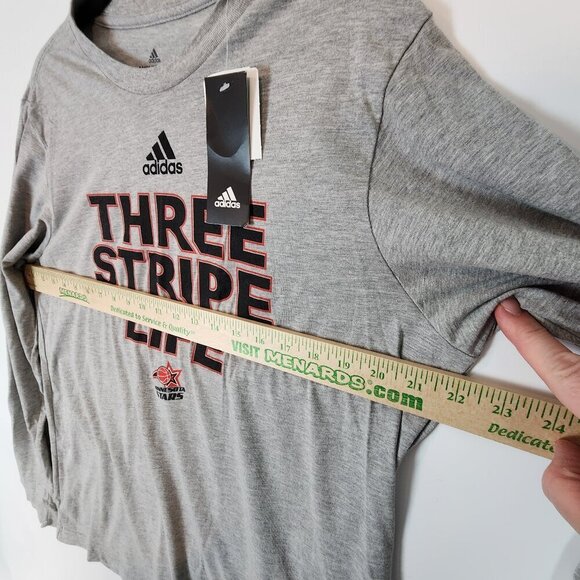 Adidas NEW Three Stripe Life Amplifier Tee Long Sleeve Crew Neck "wright" sz Lg - Picture 8 of 10